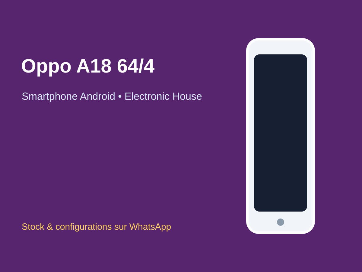 Oppo A18+8 64 Go / 4 Go RAM