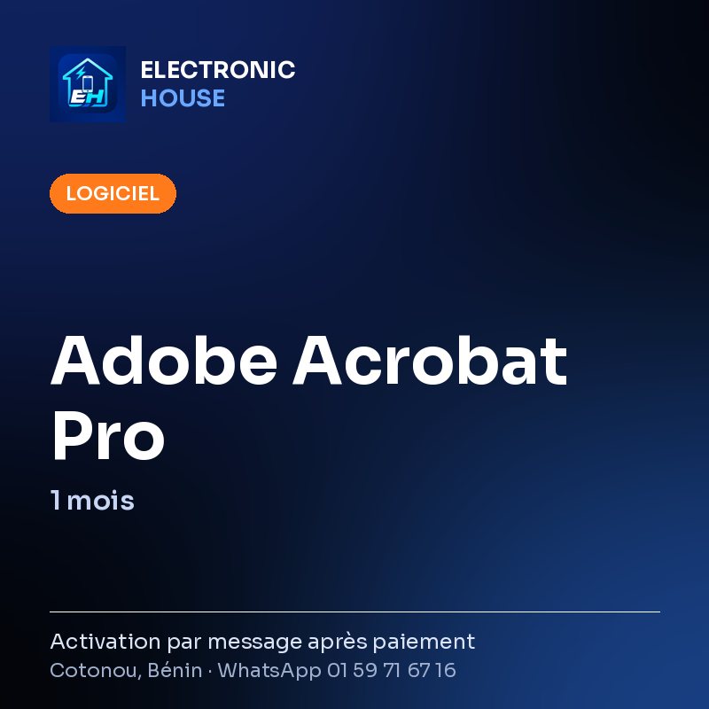 Adobe Acrobat Pro – 1 mois – affiche Electronic HOUSE