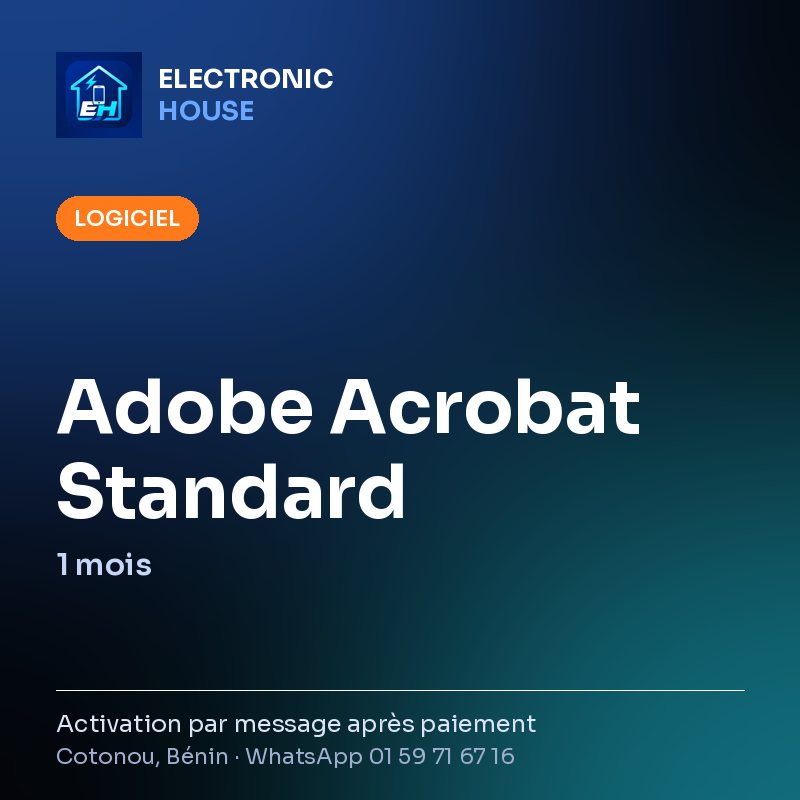 Adobe Acrobat Standard – 1 mois – affiche Electronic HOUSE