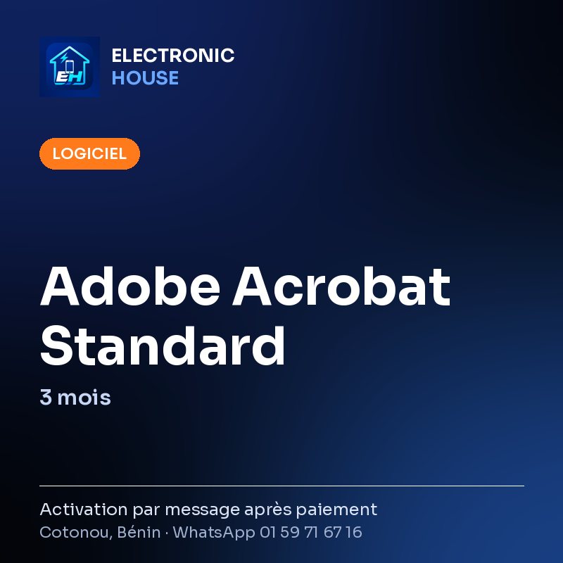 Adobe Acrobat Standard – 3 mois – affiche Electronic HOUSE