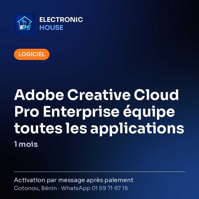 Adobe Creative Cloud Pro Enterprise équipe toutes les applications – 1 mois – affiche Electronic HOUSE