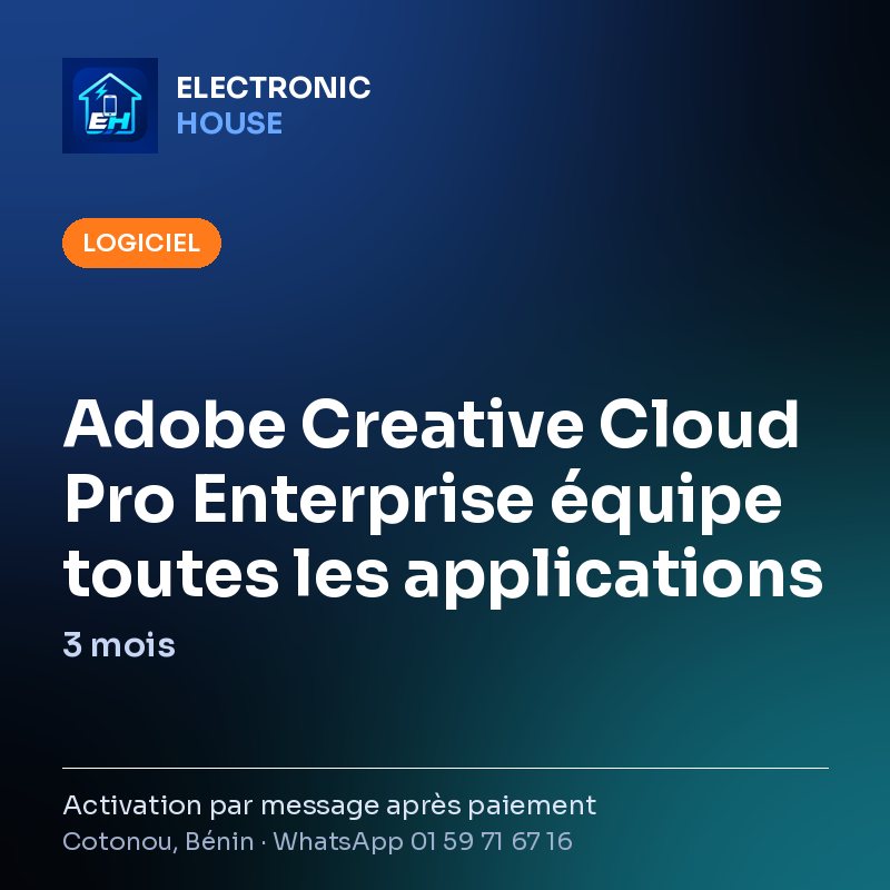 Adobe Creative Cloud Pro Enterprise équipe toutes les applications – 3 mois – affiche Electronic HOUSE
