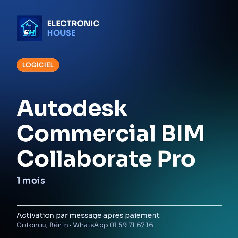 Autodesk Commercial BIM Collaborate Pro – 1 mois – affiche Electronic HOUSE