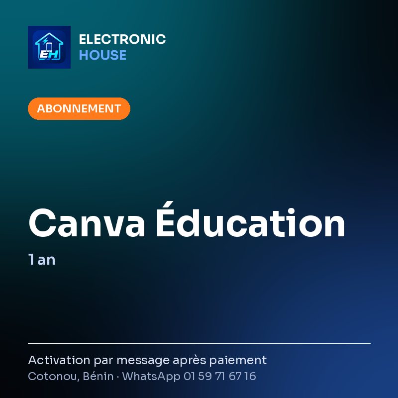 Canva Éducation – 1 an – affiche Electronic HOUSE