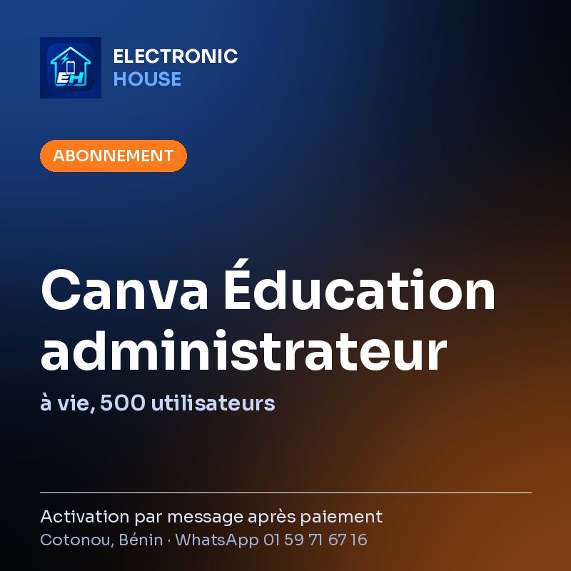 Canva Éducation administrateur – à vie, 500 utilisateurs – affiche Electronic HOUSE