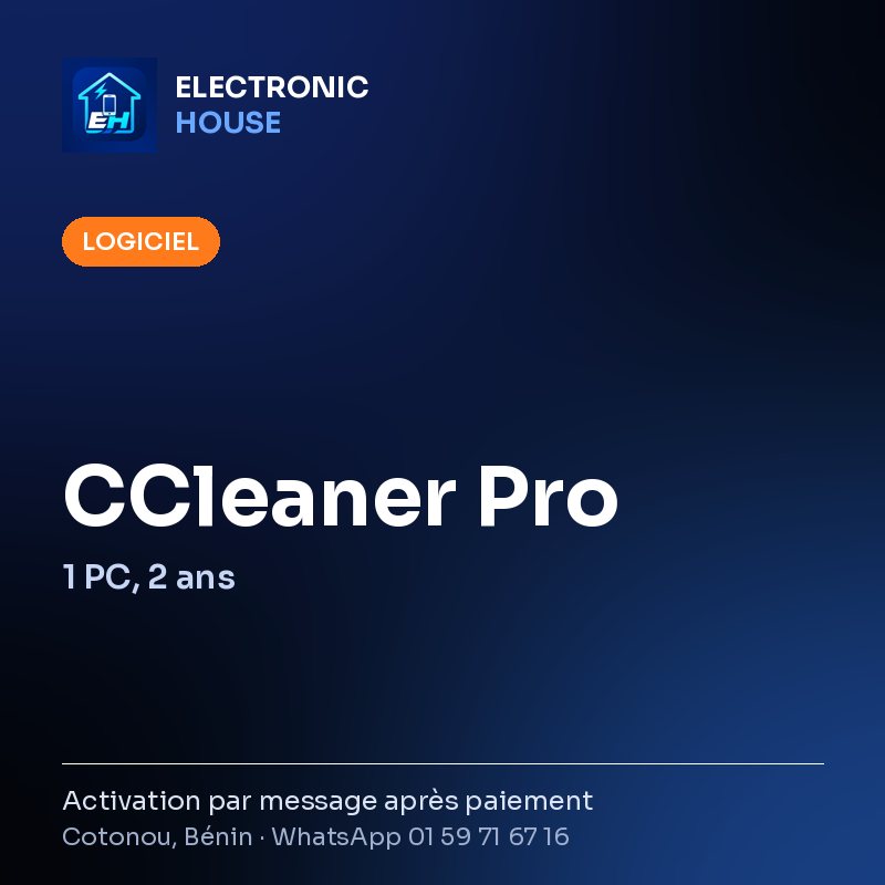 CCleaner Pro – 1 PC, 2 ans – Electronic HOUSE poster