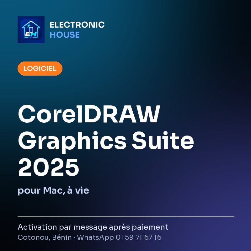 CorelDRAW Graphics Suite 2025 – pour Mac, à vie – affiche Electronic HOUSE