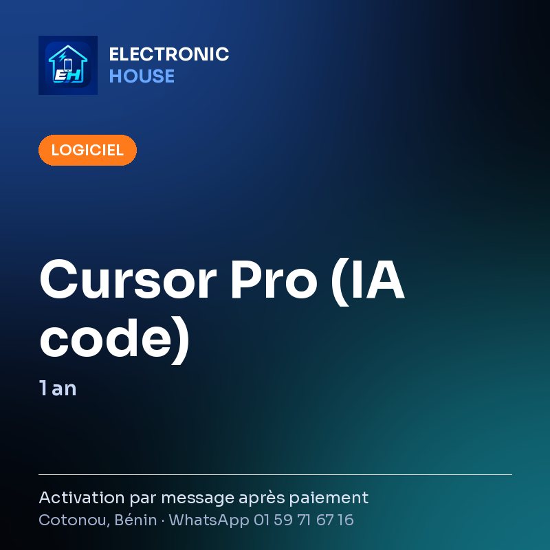 Cursor Pro (IA code) – 1 an – Electronic HOUSE poster