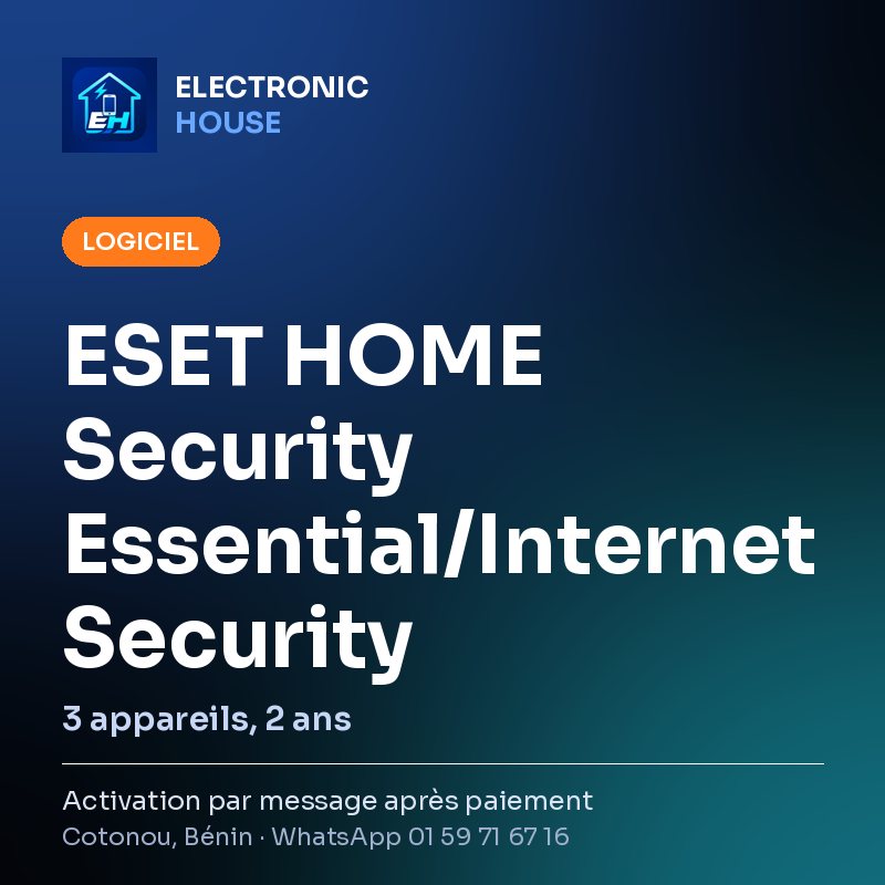 ESET HOME Security Essential/Internet Security – 3 appareils, 2 ans – affiche Electronic HOUSE