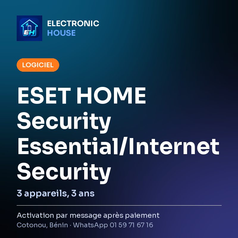 ESET HOME Security Essential/Internet Security – 3 appareils, 3 ans – affiche Electronic HOUSE