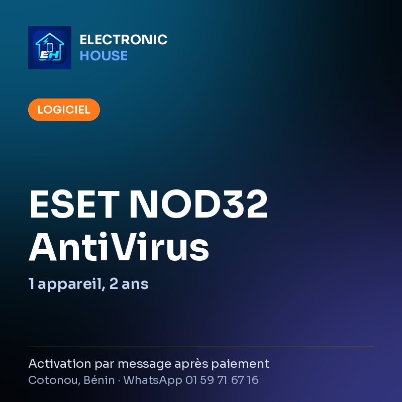 ESET NOD32 AntiVirus – 1 appareil, 2 ans – affiche Electronic HOUSE