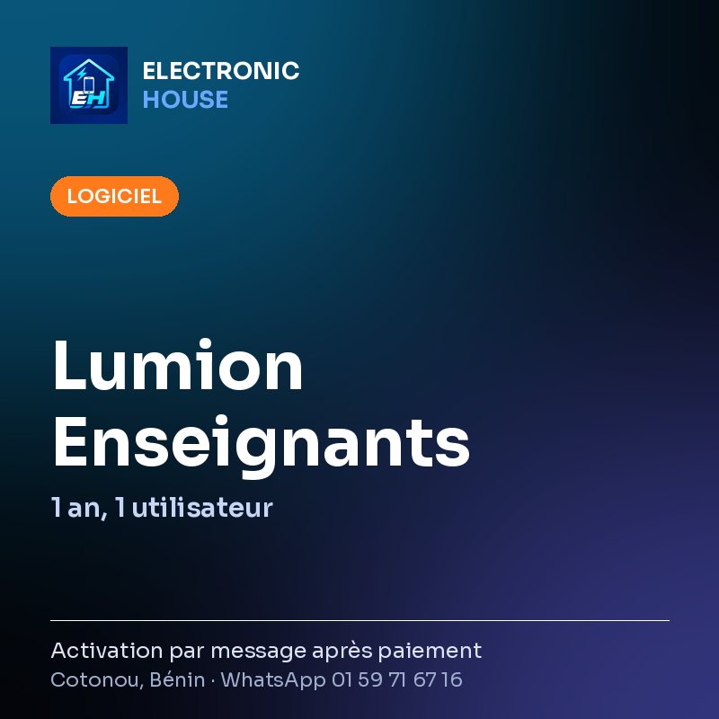 Lumion Enseignants – 1 an, 1 utilisateur – affiche Electronic HOUSE