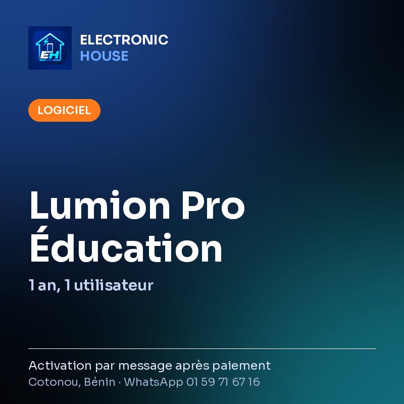 Lumion Pro Éducation – 1 an, 1 utilisateur – affiche Electronic HOUSE