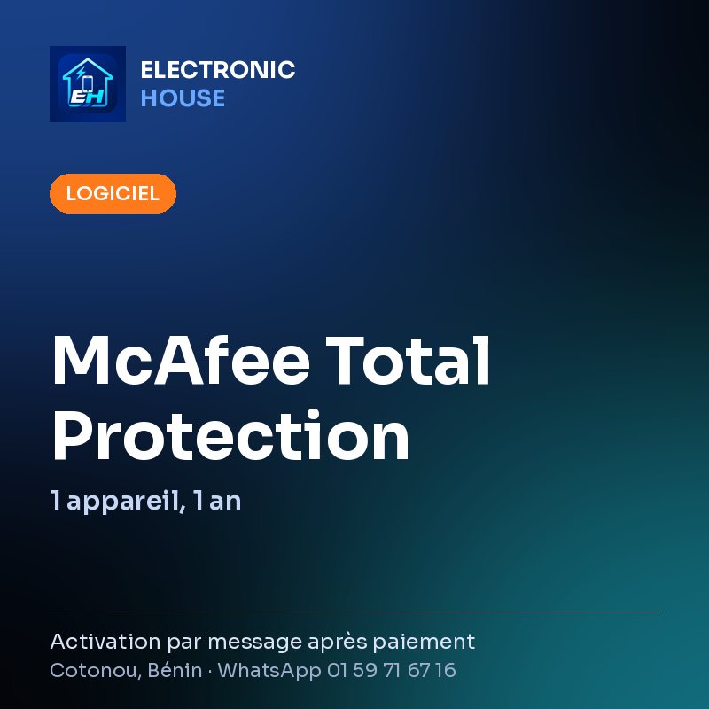 McAfee Total Protection – 1 appareil, 1 an – affiche Electronic HOUSE