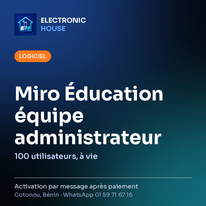 Miro Éducation équipe administrateur – 100 utilisateurs, à vie – affiche Electronic HOUSE