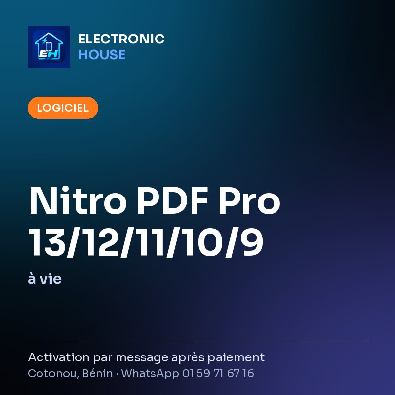 Nitro PDF Pro 13/12/11/10/9 – à vie – affiche Electronic HOUSE