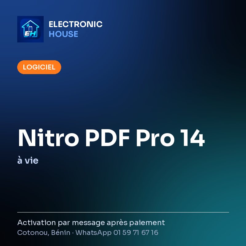 Nitro PDF Pro 14 – à vie – affiche Electronic HOUSE