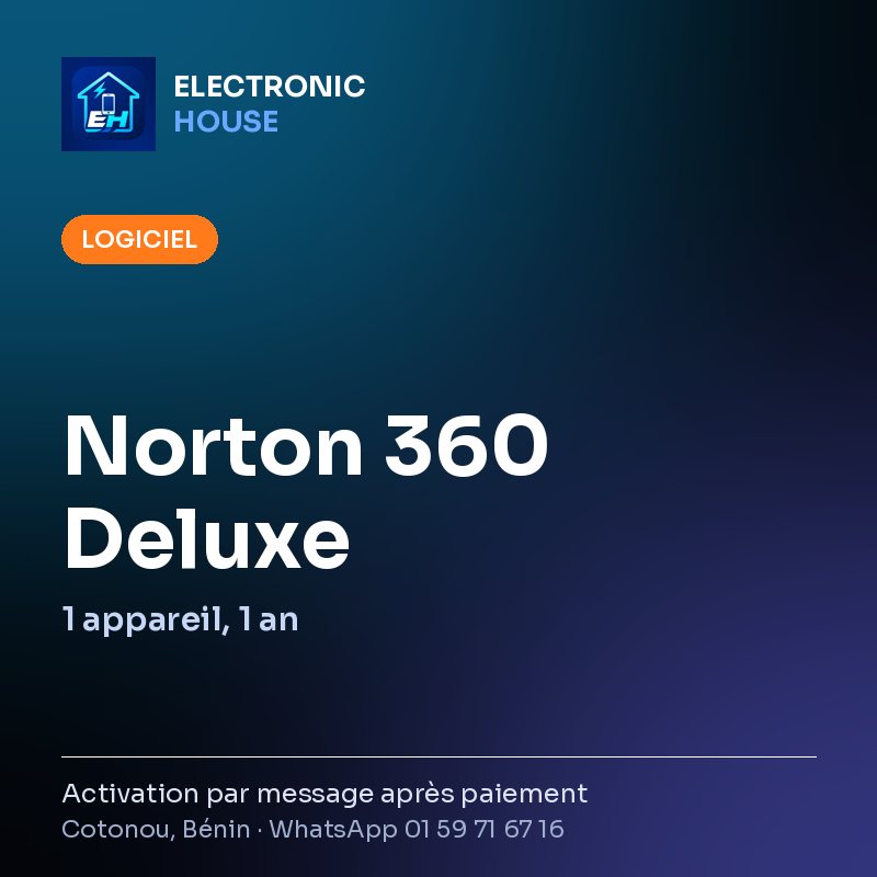 Norton 360 Deluxe – 1 appareil, 1 an – affiche Electronic HOUSE