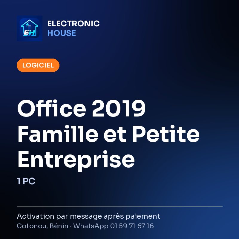 Office 2019 Famille et Petite Entreprise – 1 PC – affiche Electronic HOUSE