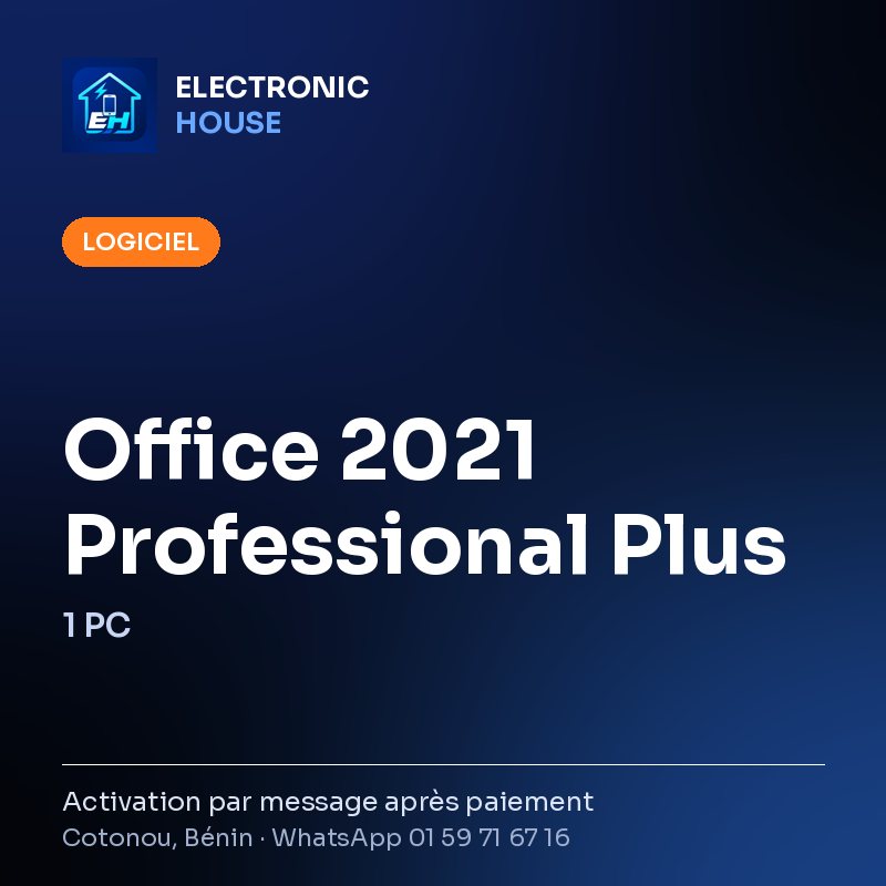 Office 2021 Professional Plus – 1 PC – affiche Electronic HOUSE