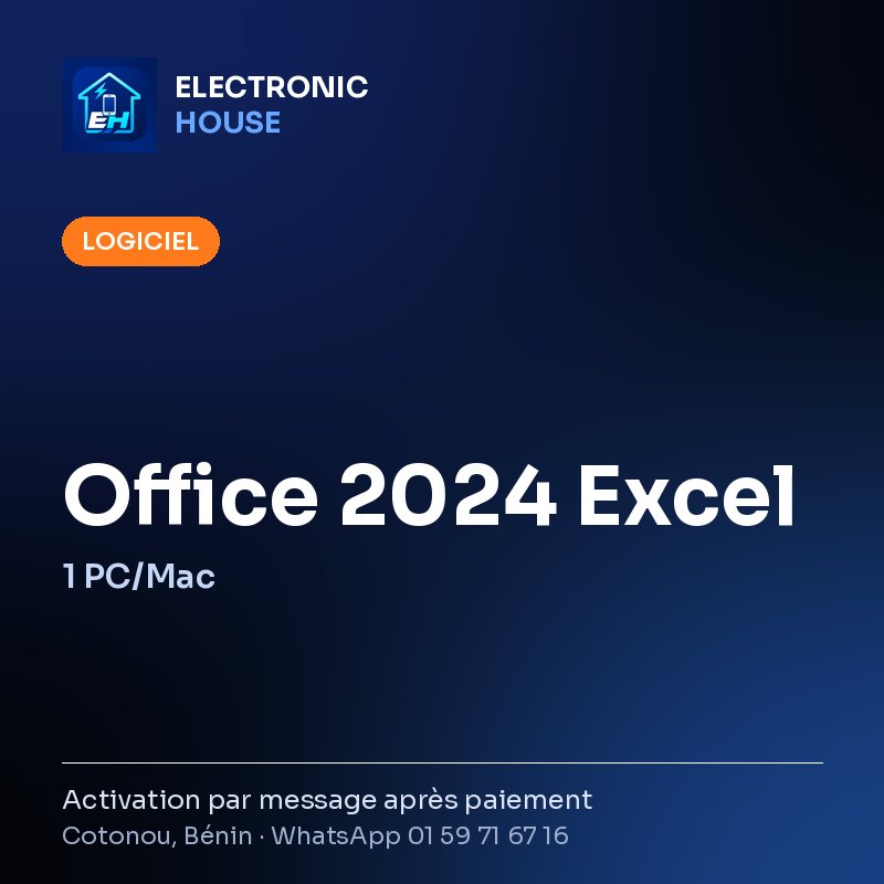 Office 2024 Excel – 1 PC/Mac – affiche Electronic HOUSE