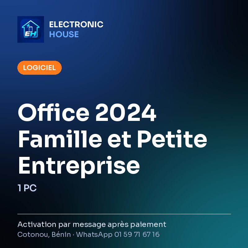 Office 2024 Famille et Petite Entreprise – 1 PC – affiche Electronic HOUSE