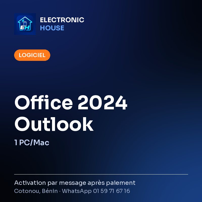 Office 2024 Outlook – 1 PC/Mac – affiche Electronic HOUSE