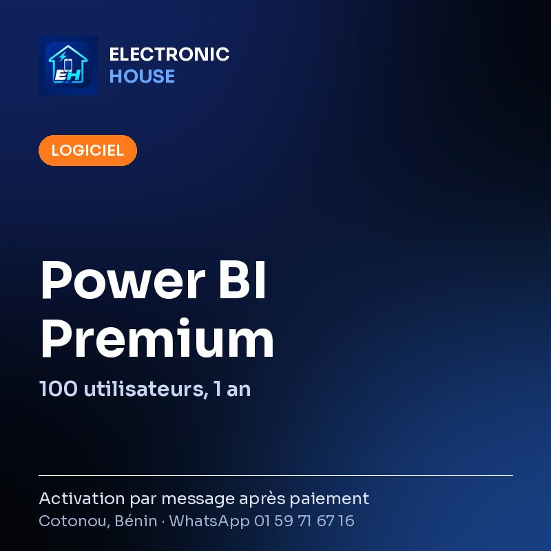 Power BI Premium – 100 utilisateurs, 1 an – affiche Electronic HOUSE
