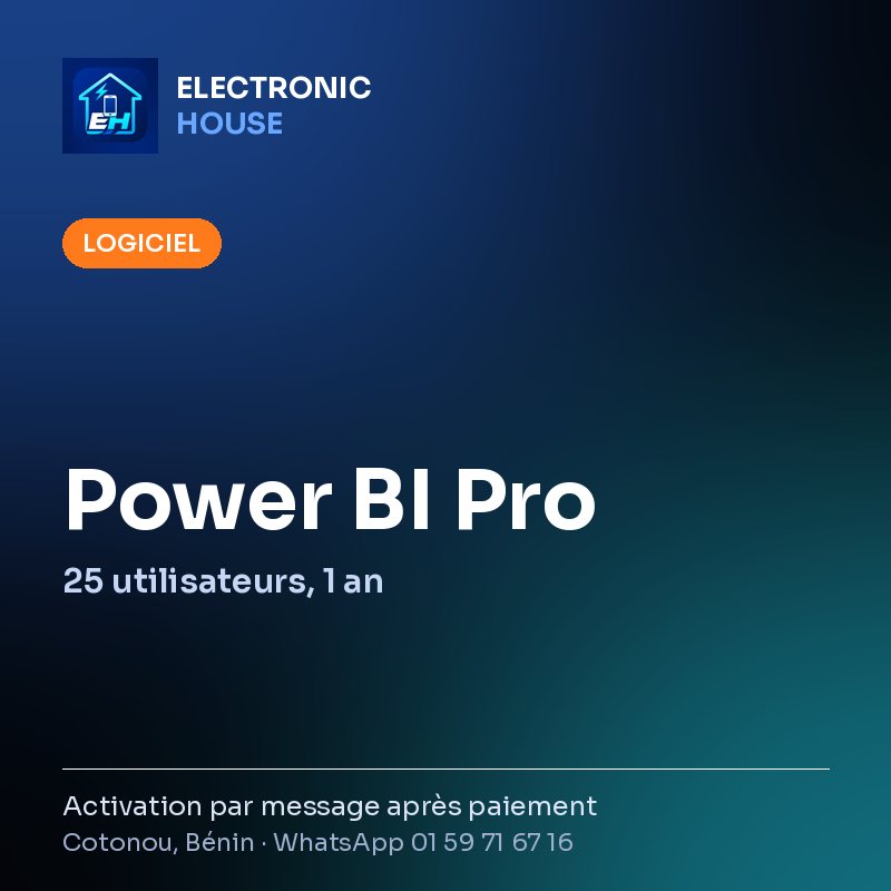 Power BI Pro – 25 utilisateurs, 1 an – affiche Electronic HOUSE