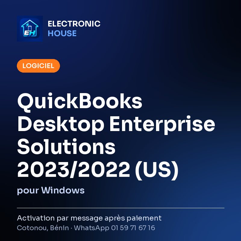QuickBooks Desktop Enterprise Solutions 2023/2022 (US) – pour Windows – affiche Electronic HOUSE