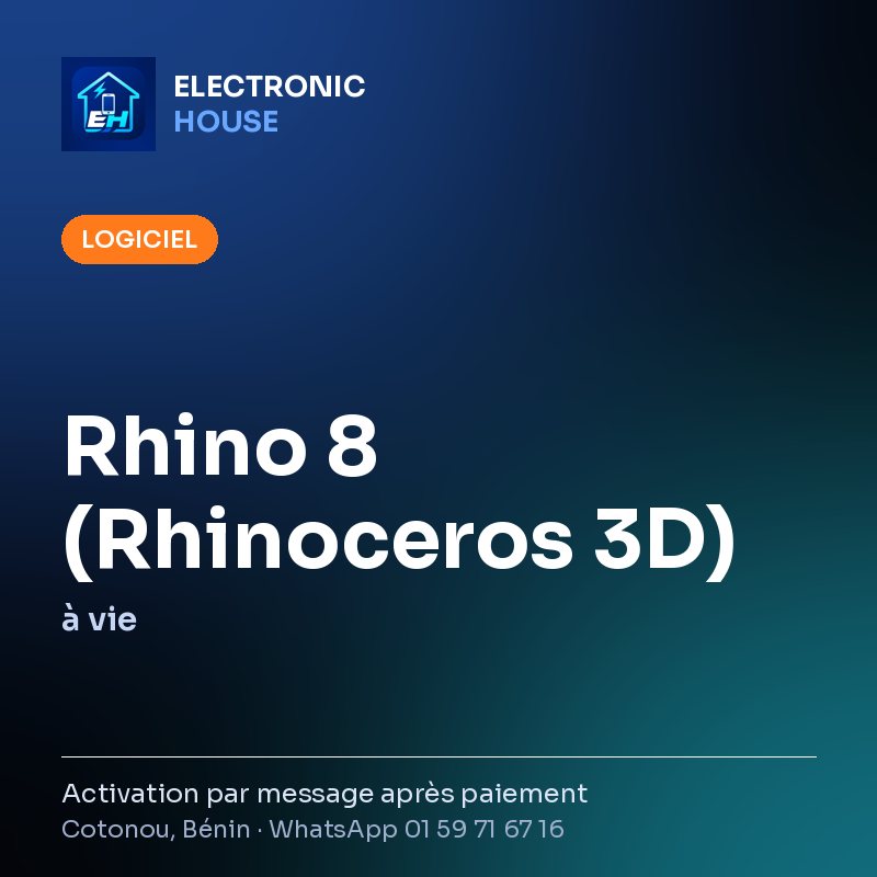 Rhino 8 (Rhinoceros 3D) – à vie – affiche Electronic HOUSE