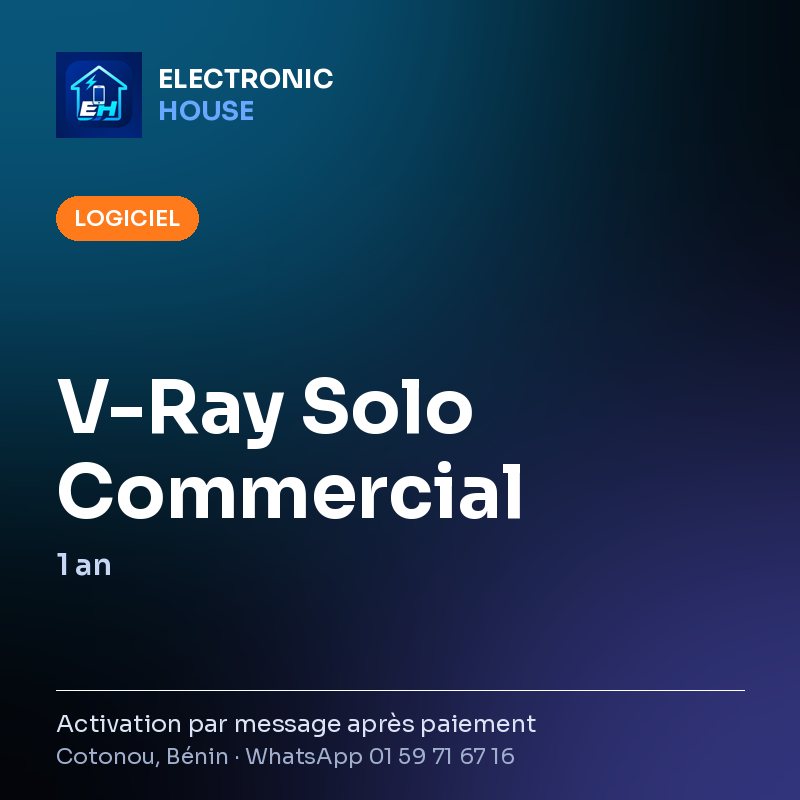 V-Ray Solo Commercial – 1 an – affiche Electronic HOUSE