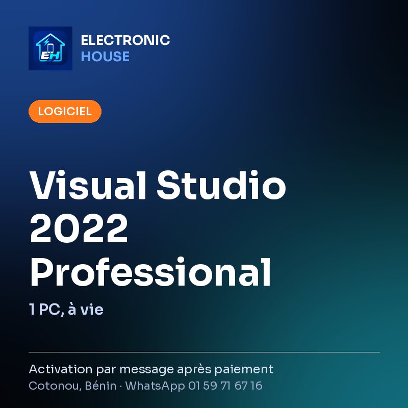 Visual Studio 2022 Professional – 1 PC, à vie – affiche Electronic HOUSE