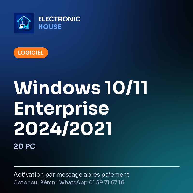 Windows 10/11 Enterprise 2024/2021 – 20 PC – affiche Electronic HOUSE