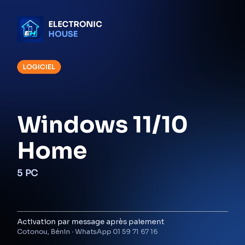 Windows 11/10 Home – 5 PC – affiche Electronic HOUSE