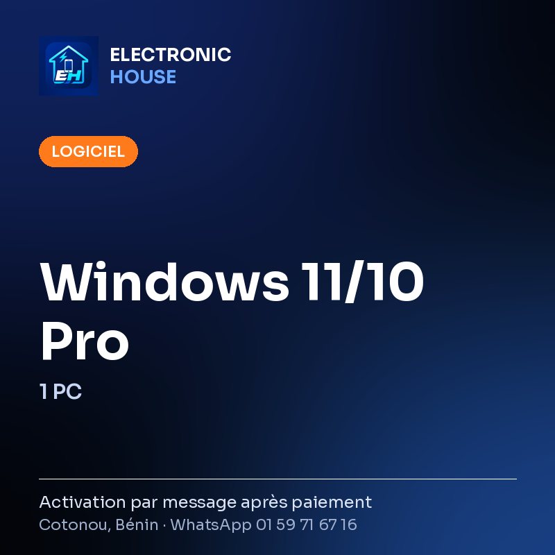 Windows 11/10 Pro – 1 PC – affiche Electronic HOUSE