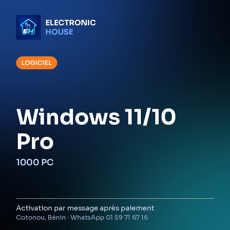 Windows 11/10 Pro – 1000 PC – affiche Electronic HOUSE