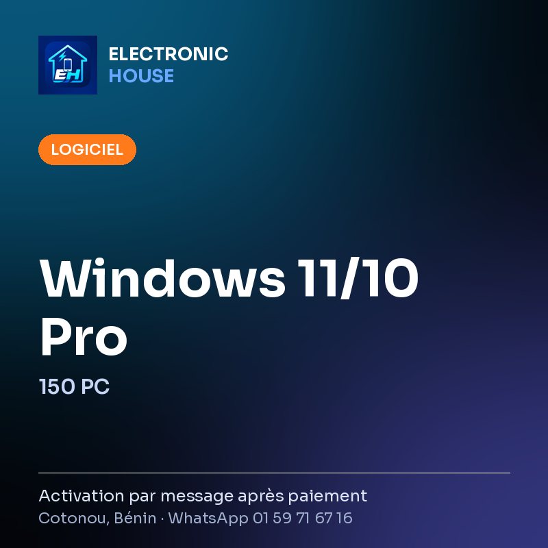 Windows 11/10 Pro – 150 PC – affiche Electronic HOUSE