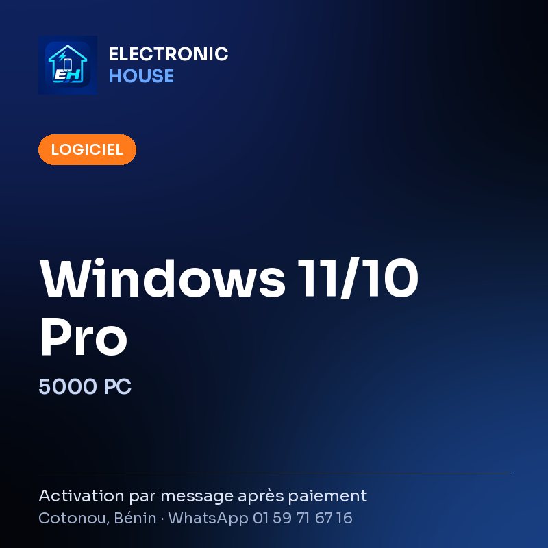 Windows 11/10 Pro – 5000 PC – affiche Electronic HOUSE