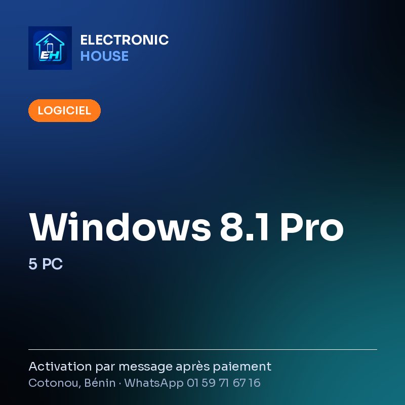 Windows 8.1 Pro – 5 PC – affiche Electronic HOUSE