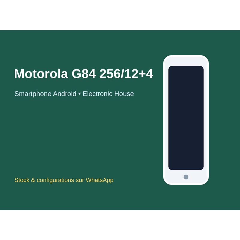 Motorola Moto G84 5G 256 Go / 12+4 Go RAM – Neuf ouvert – photo réelle du stock