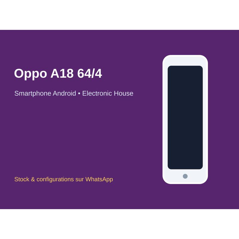 Oppo A18 64 GB / 4 GB RAM – New, open box – real photo of our stock