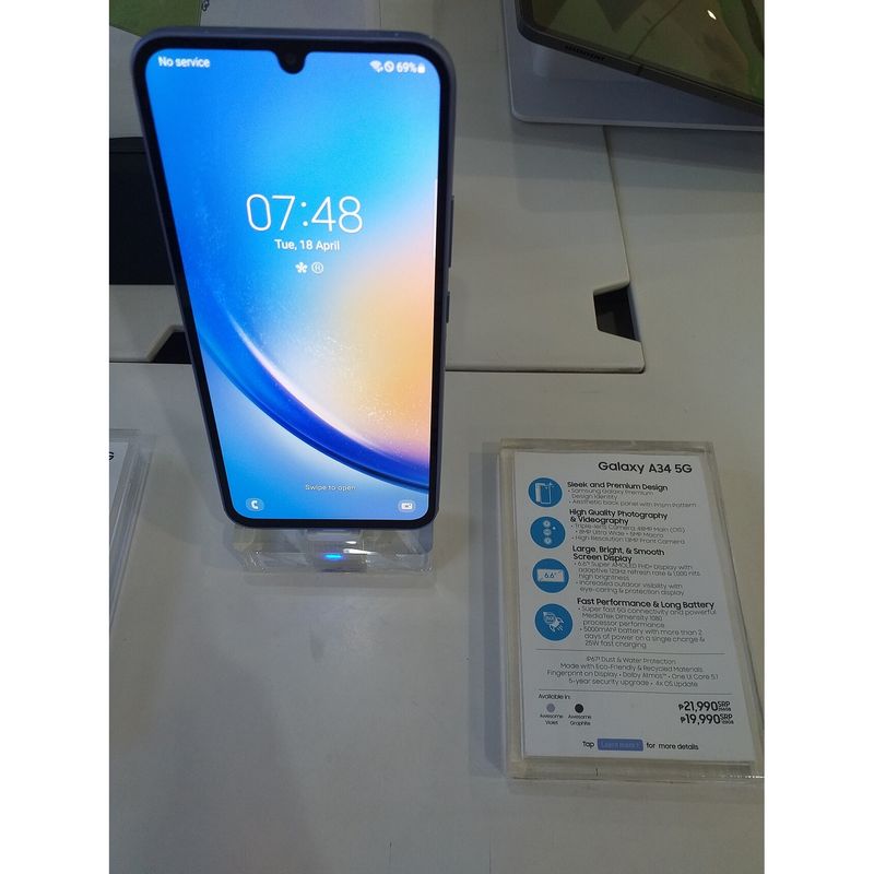 Samsung Galaxy A34 5G 128 Go / 6 Go RAM – Neuf ouvert – photo du modèle (illustration non contractuelle), identique pour toutes les capacités et tous les états